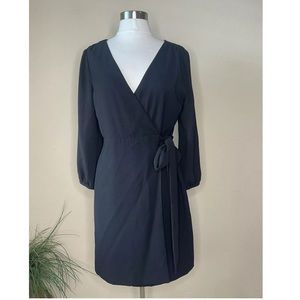 J Crew Woman's Wrap Dress Above the Knee 3/4 Sleeve Dress Black 4